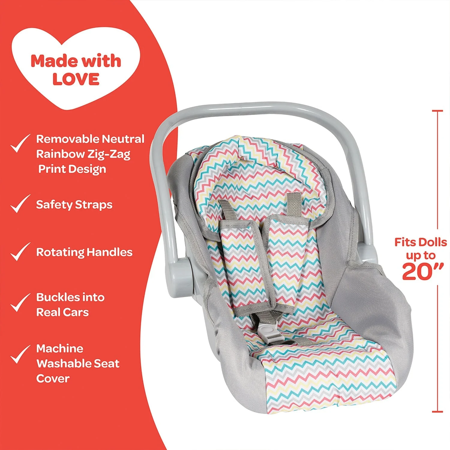 Adora Zig Zag Rainbow Doll Car Seat - Image 2