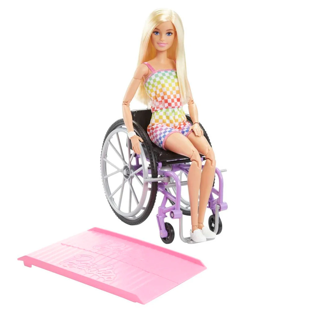 Barbie® Fashionistas™ Doll #194 With Wheelchair & Ramp, Blond Hair, Rainbow Dress & Accessories - Image 2