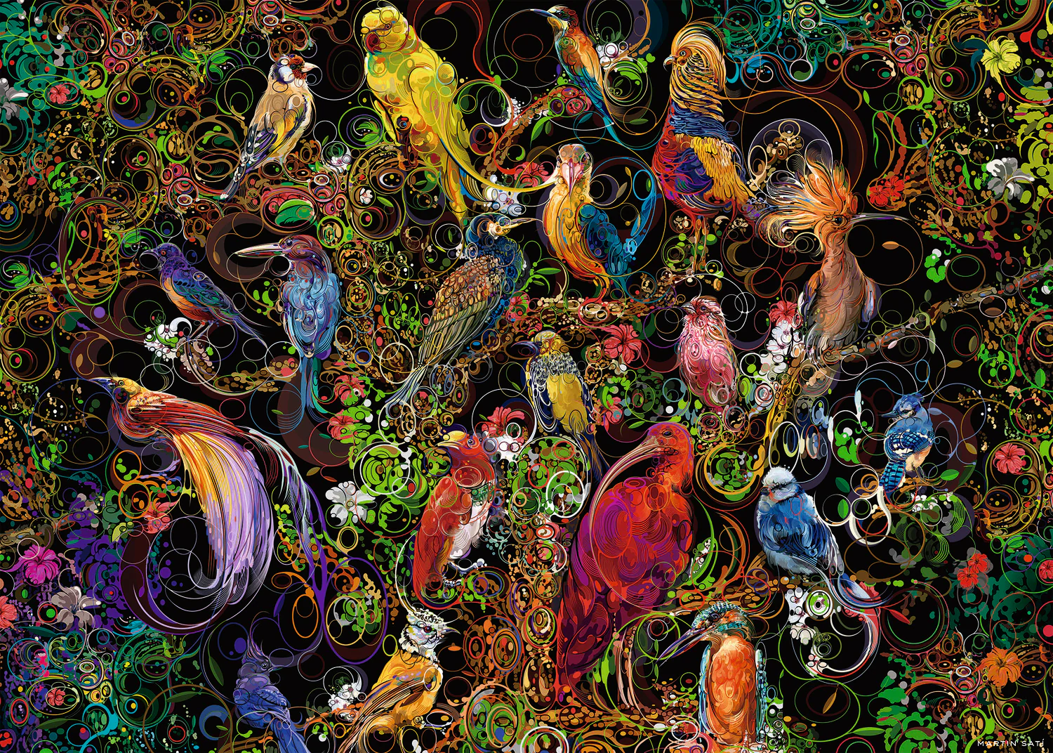 1000 pc Birds of Art Puzzle - Image 2