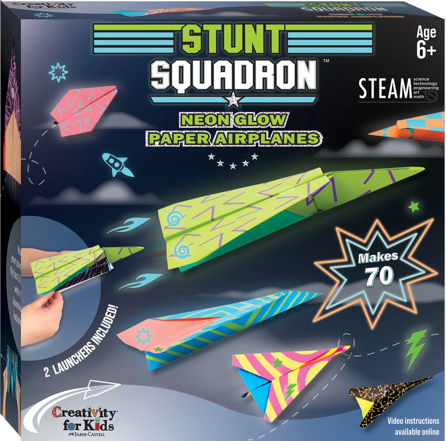 Stunt Squadron Neon Glow Paper Airplane
