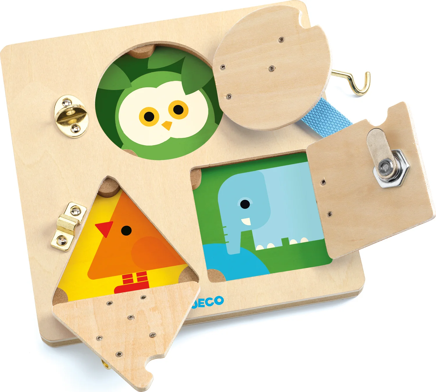 Djeco Lockbasic Locking/Unlocking Wooden Skill Board - Image 2