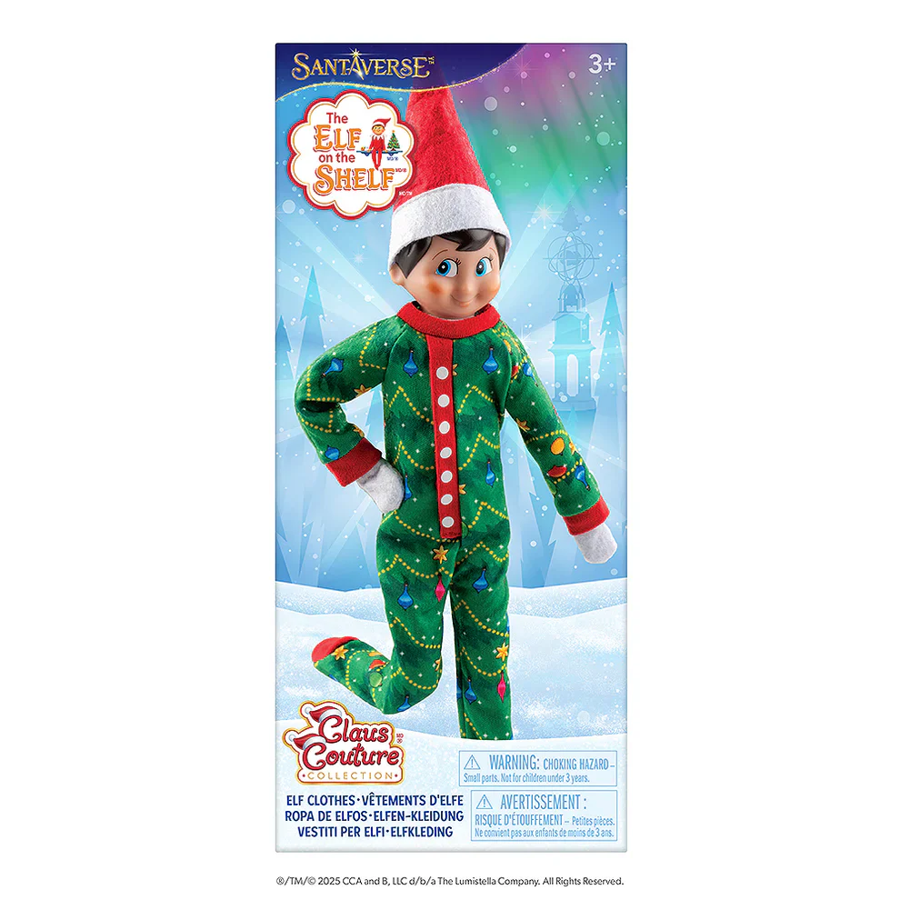 Elf on the Shelf Goodnight Sleep Bright PJs Claus Couture Outfit - Image 2