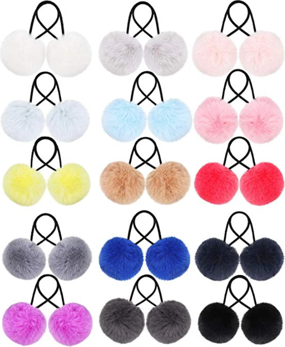 Furry Pompom Hair Ties - Image 2