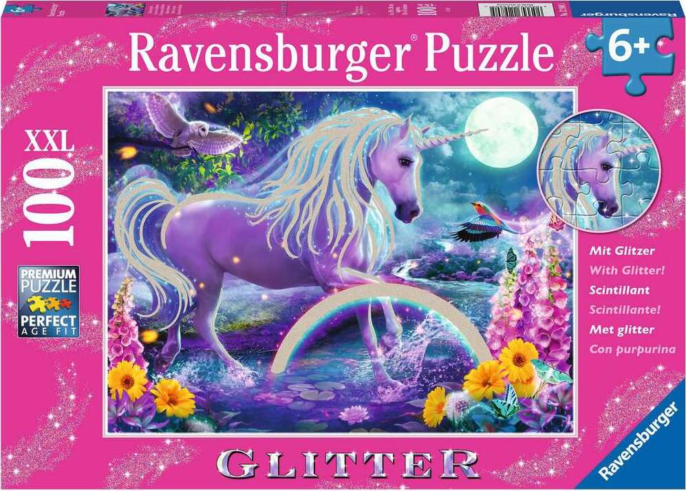 100 pc Glitter Unicorn Glitter Puzzle