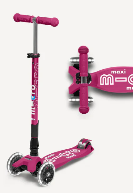Maxi Deluxe LED Foldable Berry Red Scooter