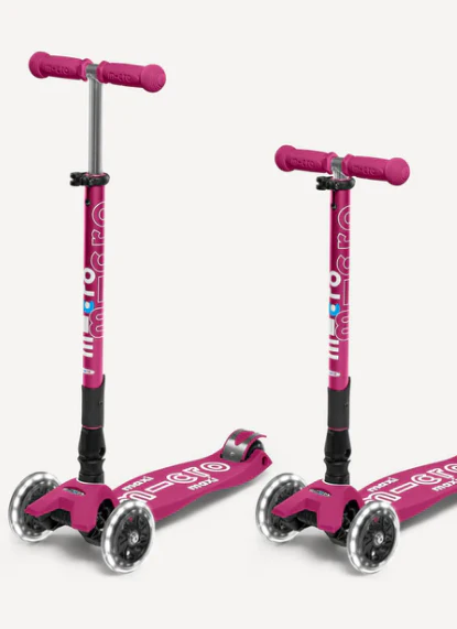 Maxi Deluxe LED Foldable Berry Red Scooter - Image 4