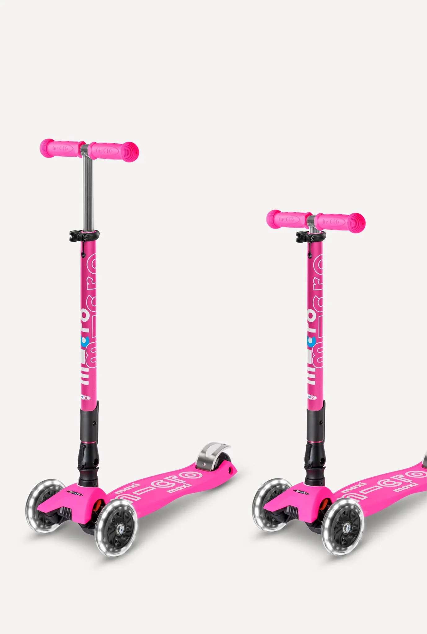 Maxi Deluxe LED Foldable Shocking Pink Scooter - Image 4