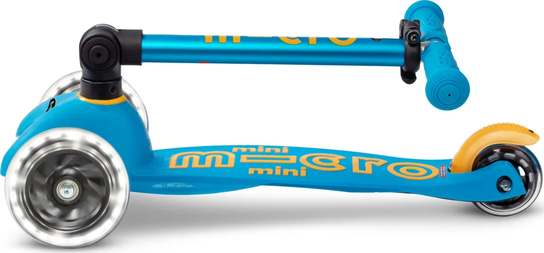 Mini Deluxe LED Foldable Ocean Blue Scooter - Image 2