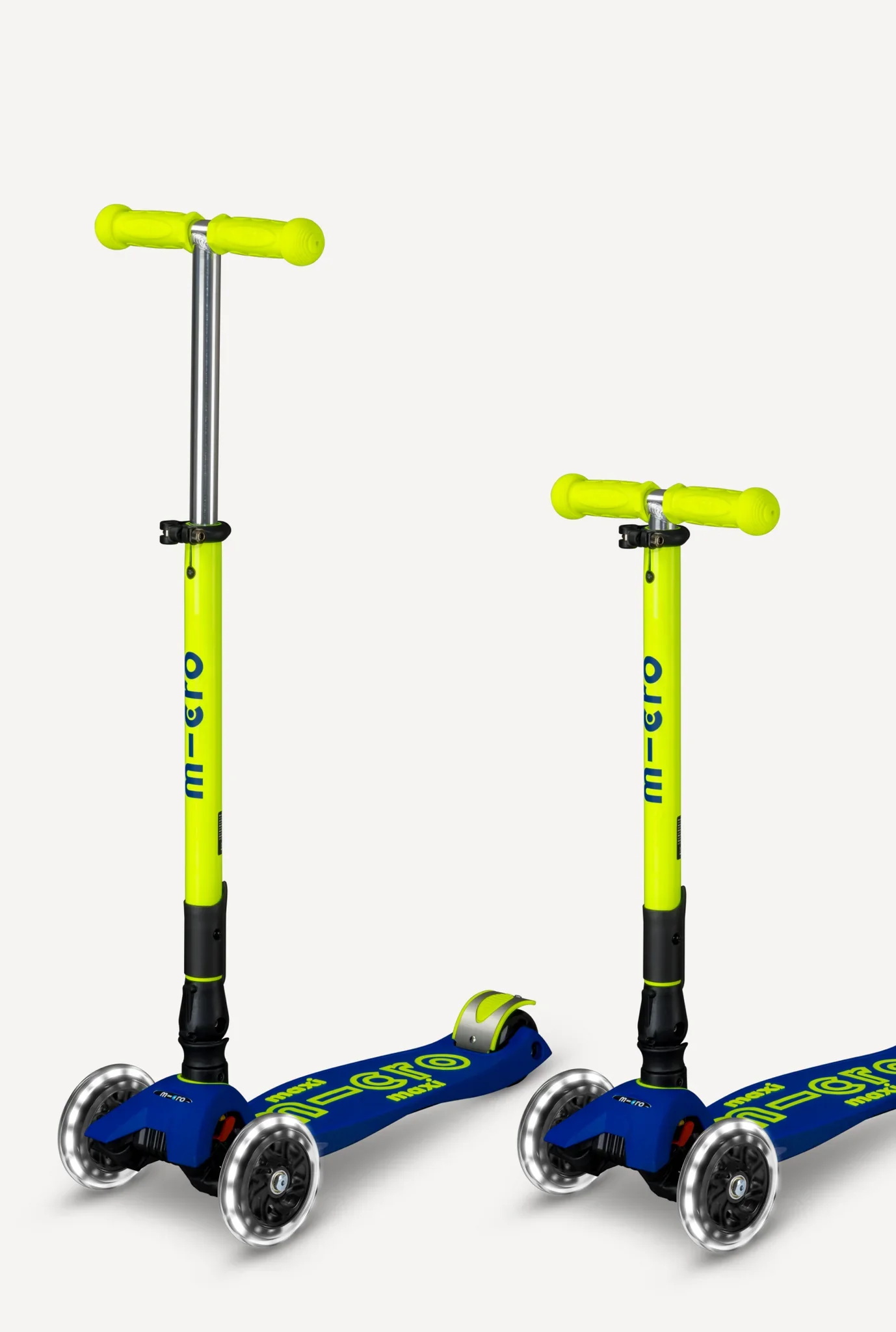 Maxi Deluxe LED Foldable Canary Yellow & Blue Scooter - Image 4
