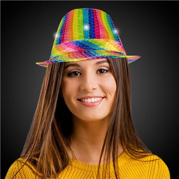 LED Rainbow Sequin Fedora - Image 2
