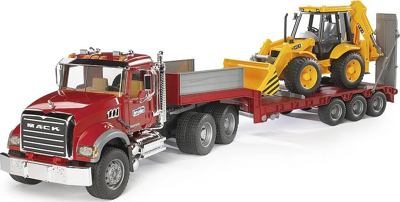 Mack Granite Flatbed Truck With Jcb Loader Backhoe - Image 2