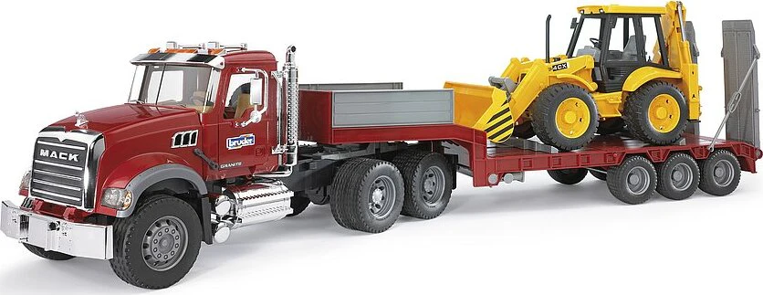 Mack Granite Flatbed Truck With Jcb Loader Backhoe - Image 3