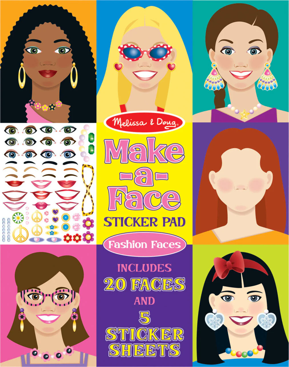Make-a-Face Fashion Faces Sticker Pad