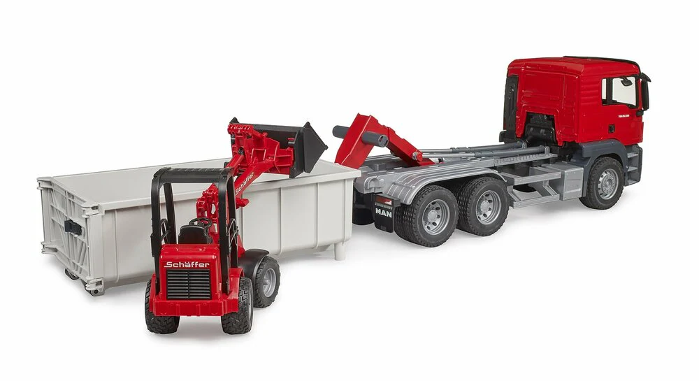 MAN TGS truck with roll-off container and Schäffer yard loader - Image 3