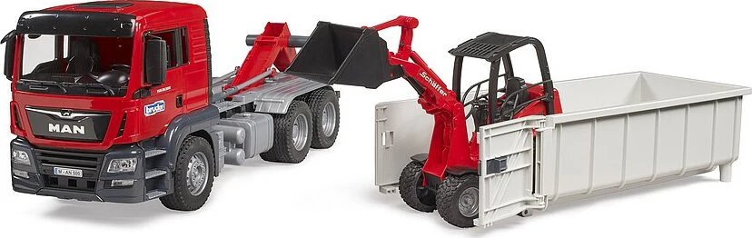 MAN TGS truck with roll-off container and Schäffer yard loader - Image 6