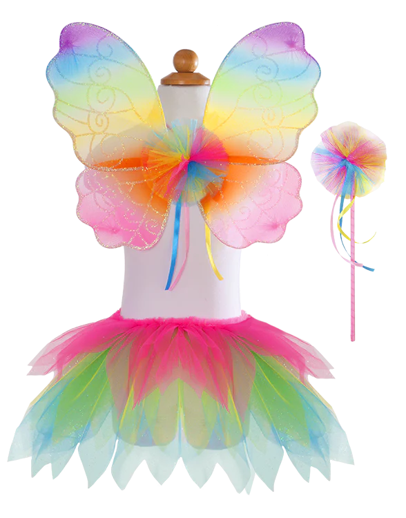 Neon Rainbow Skirt with Wings & Wand