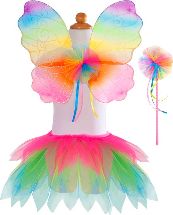 Neon Rainbow Skirt with Wings & Wand - Image 3