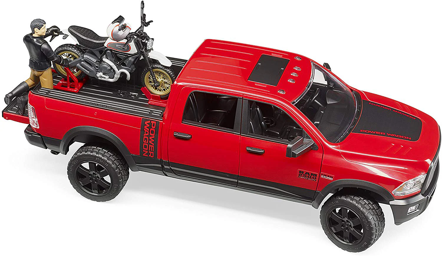 RAM 2500 Power Wagon with Ducati Scrambler Desert Sled and Driver - Image 3
