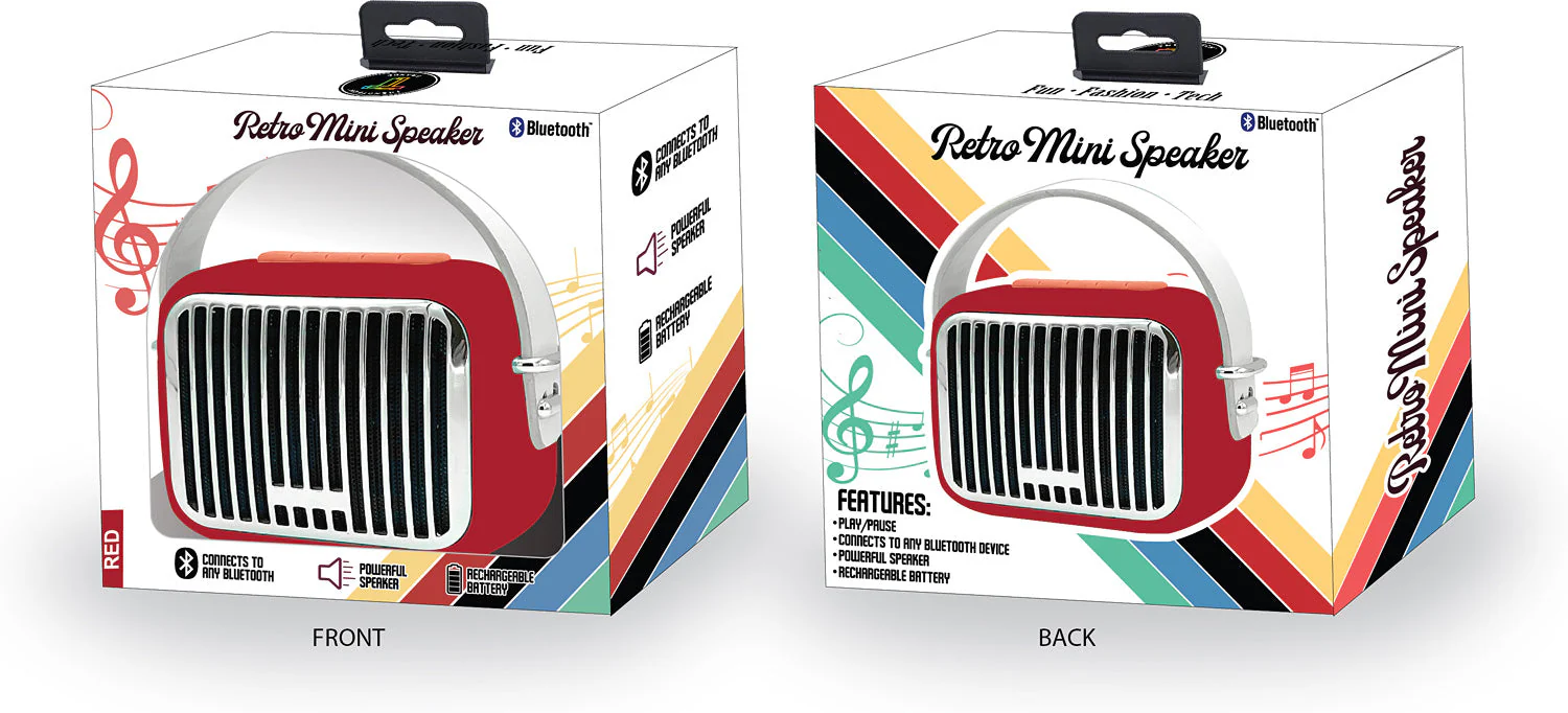 Retro Mini Wireless Bluetooth Speaker Red - Image 3