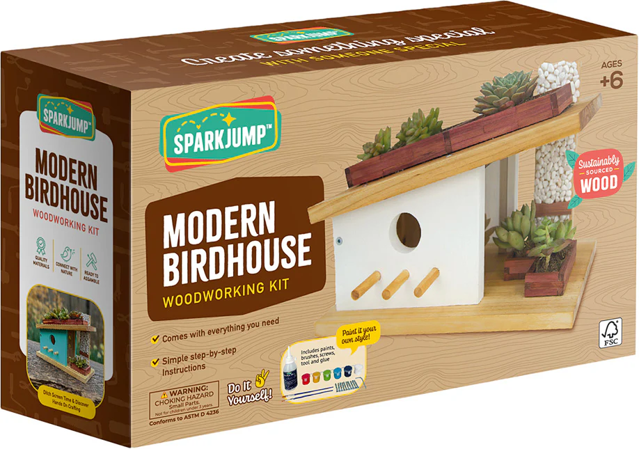 Modern Birdhouse Woodworking Kit - Image 3