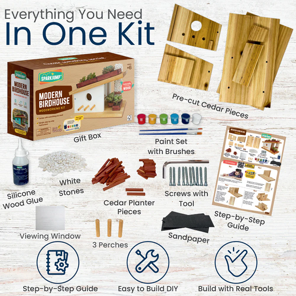 Modern Birdhouse Woodworking Kit - Image 6