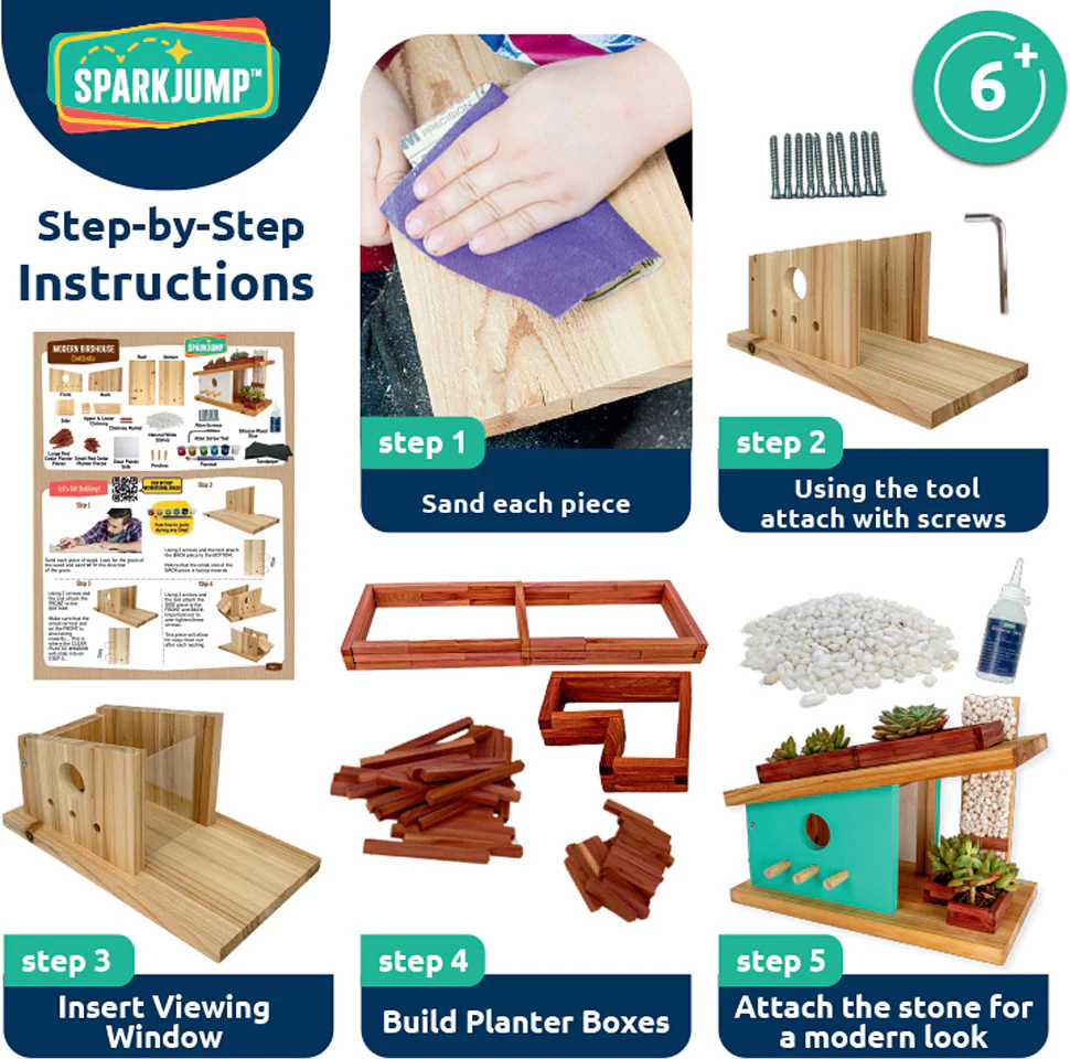Modern Birdhouse Woodworking Kit - Image 7