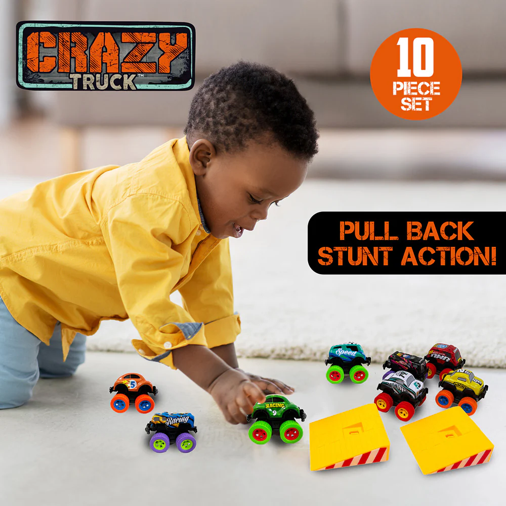 Crazy Truck Die Cast Pull-Back Trucks 10Pc Set - Image 2