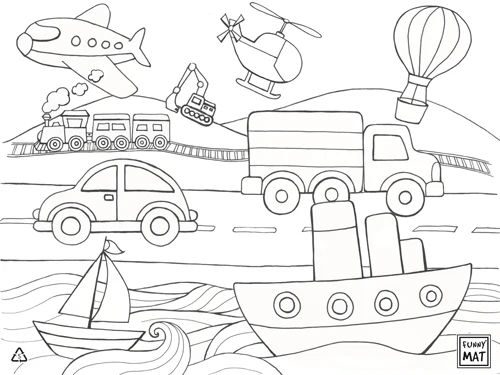 12 pc Vehicles Washable Puzzle with Markers - Image 2