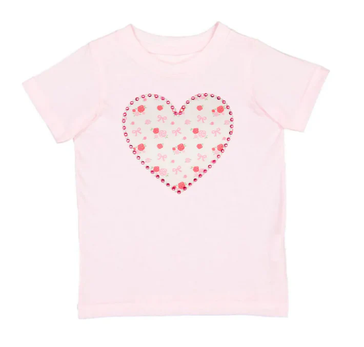 Dainty Rose Pearl Heart Patch Tee Size 3T