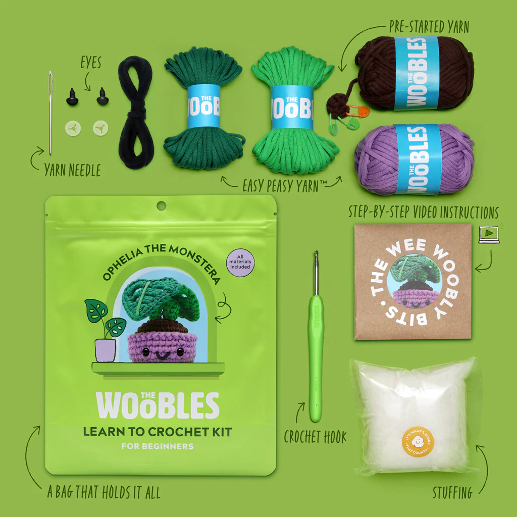 Woobles Ophelia The Monstera Plant Crochet Kit - Image 3